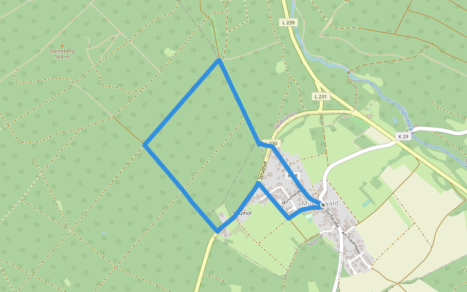 Münchwald Rundwanderweg Grün walking route map in Münchwald