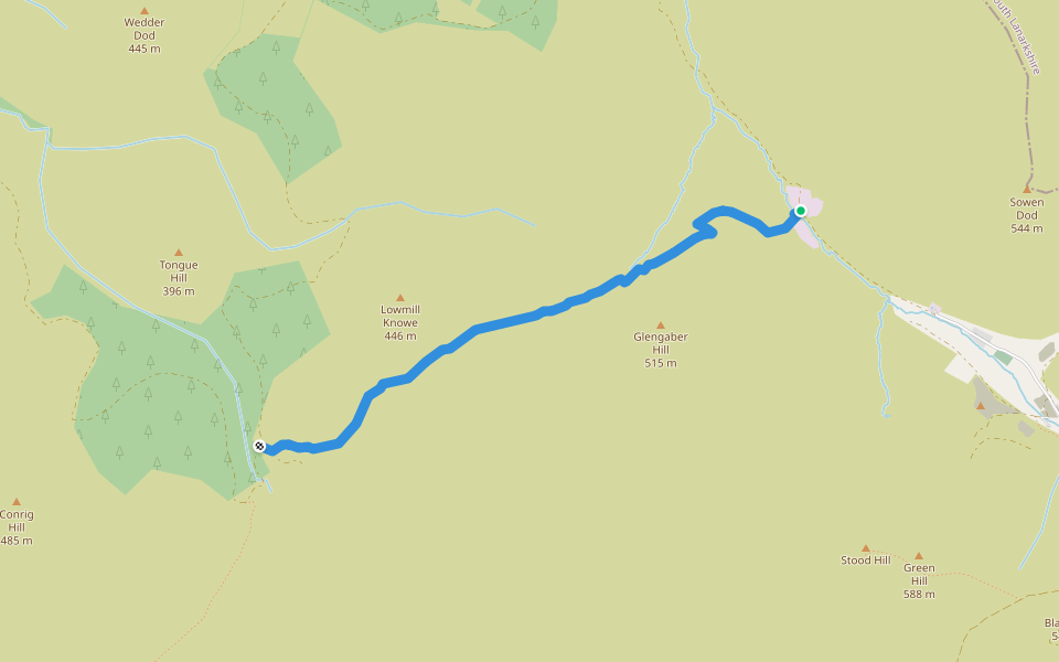 Southern Upland Way - deviation walking route map in Wanlockhead