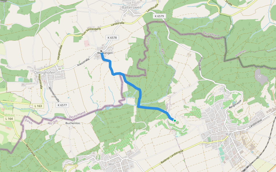 Schürlibuck - Berwangen walking route map in Rafz