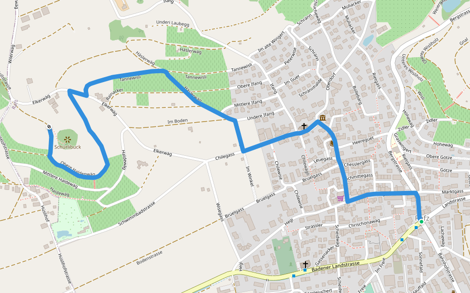 Rafz - Schürlibuck walking route map in Rafz