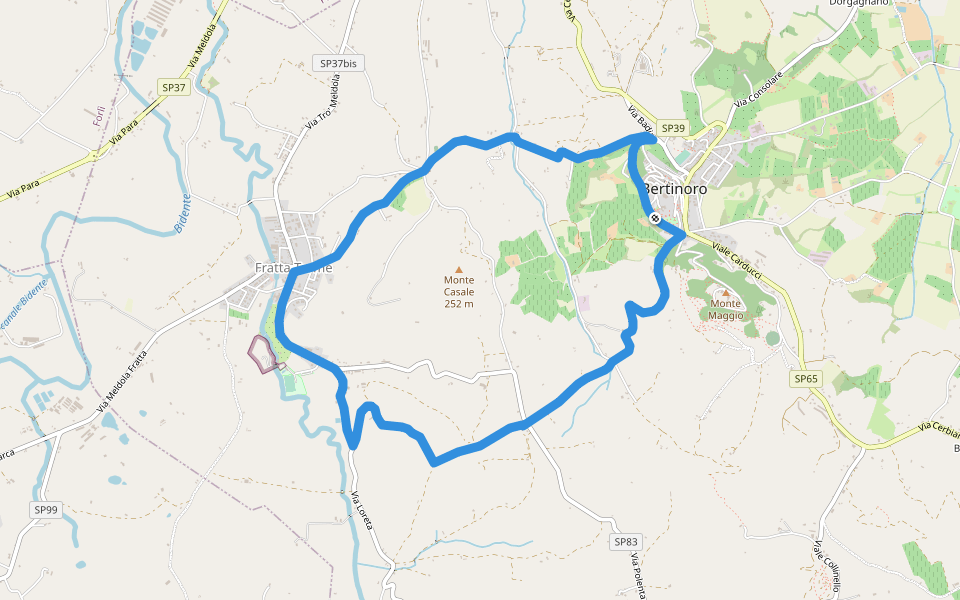La Via delle Acque walking route map in Bertinoro