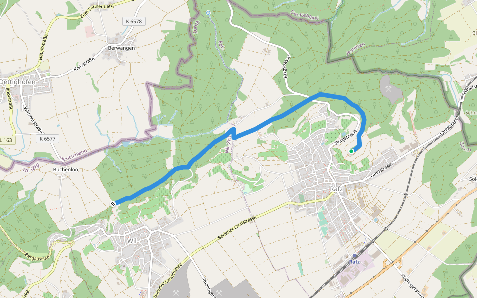 Gnal - Flüestig walking route map in Rafz