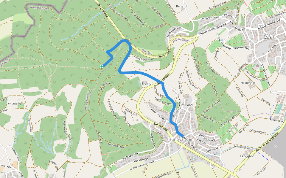 Forsthütte - Hüntwangen walking route map in Wasterkingen