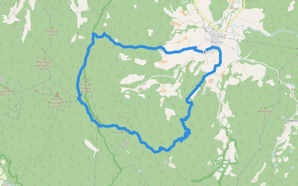 El Balcó de Mieres walking route map in Mieres