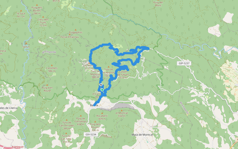 Mitja Marató Mare de Déu del Mont (MdM) walking route map in Sant Ferriol