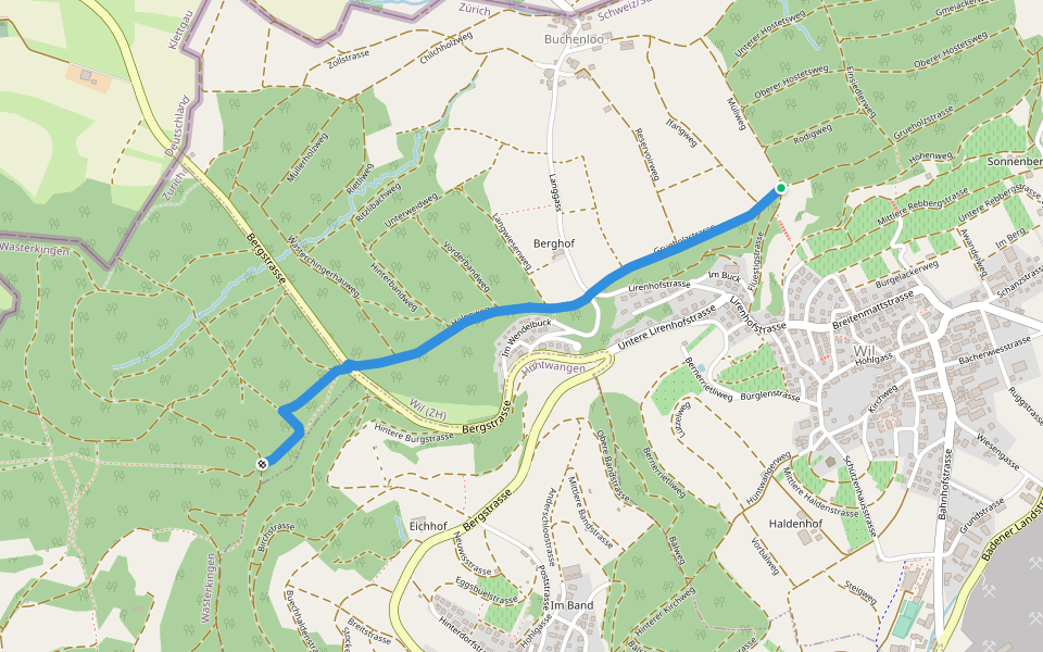 Flüestig - Forsthütte walking route map in Wil