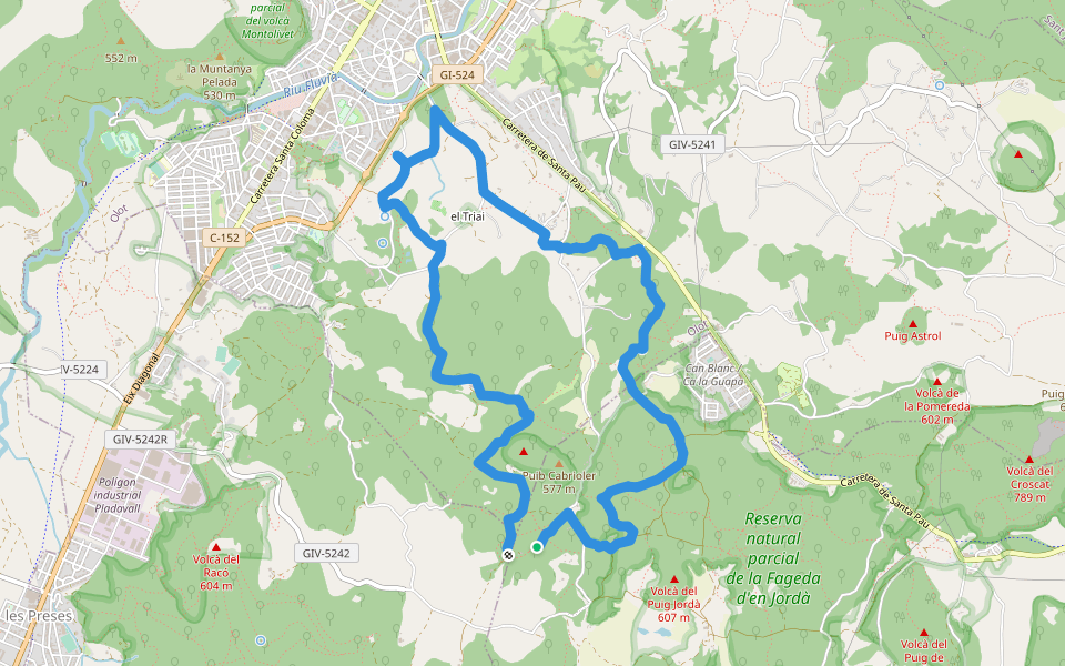Cuursa de la Moixina walking route map in Santa Pau