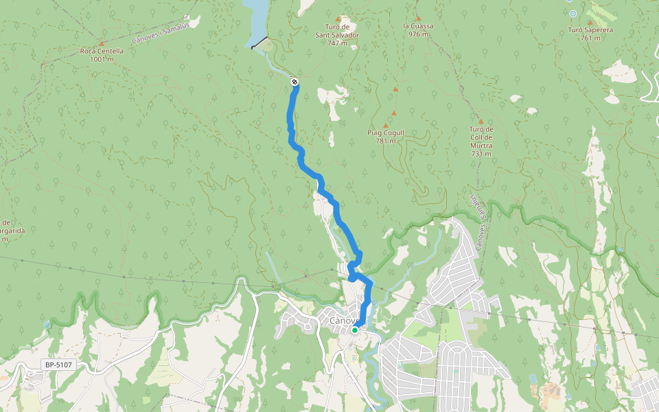 SL-C 90 Riera de Vallfornes walking route map in Cànoves i Samalús