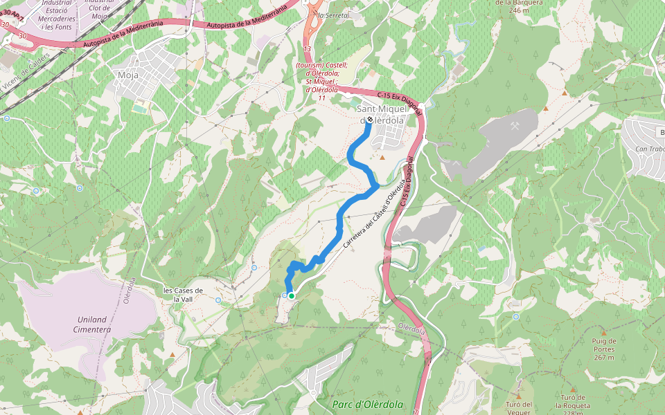 Castell d'Olèrdola-Sant Miquel d'Olèrdola walking route map in La Cogullada