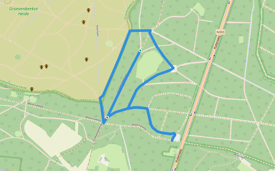 Groevebeekpad walking route map in Ermelo