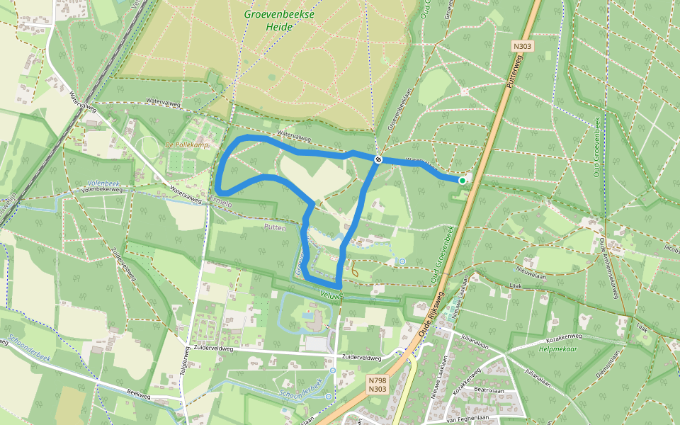 Oud Groevenbeek walking route map in Ermelo