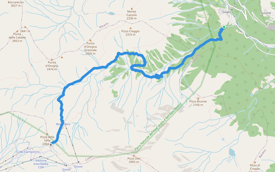H07 - Goglio - Colle di Ciamporino walking route map in Goglio