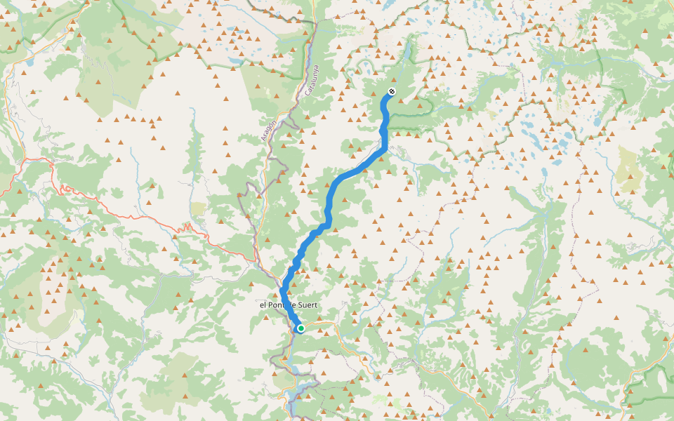 Camí de l'Aigua walking route map in El Pont de Suert
