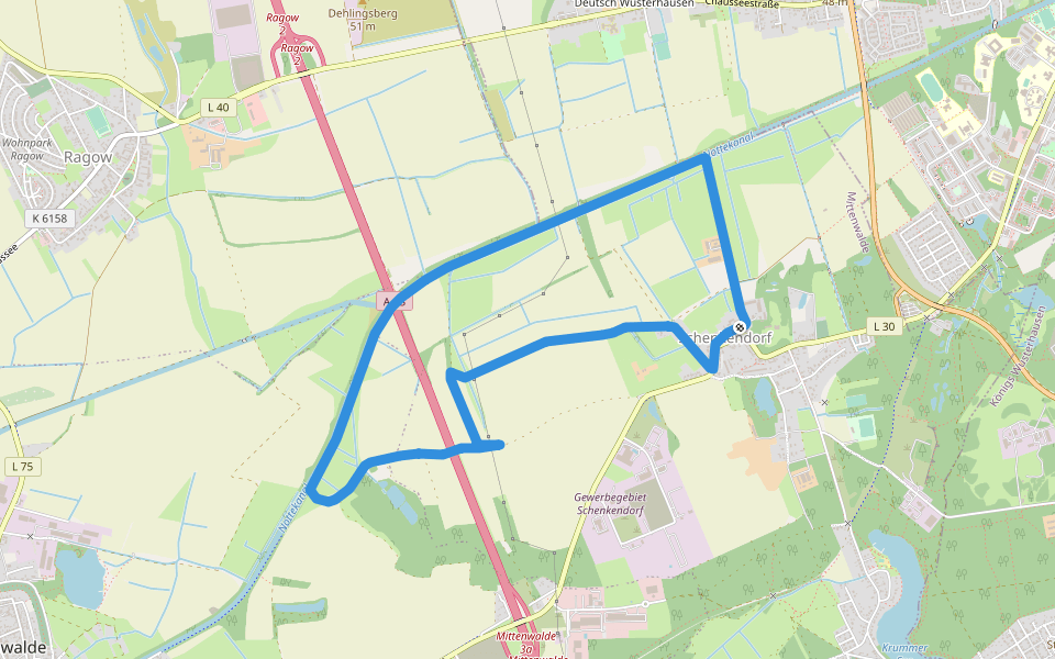 Schenkendorfer Wanderweg walking route map in Mittenwalde