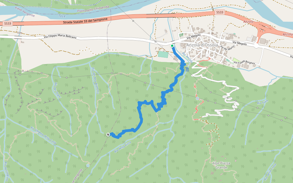 A35 - Anzola - Pian del Baro walking route map in Anzola d'Ossola VB