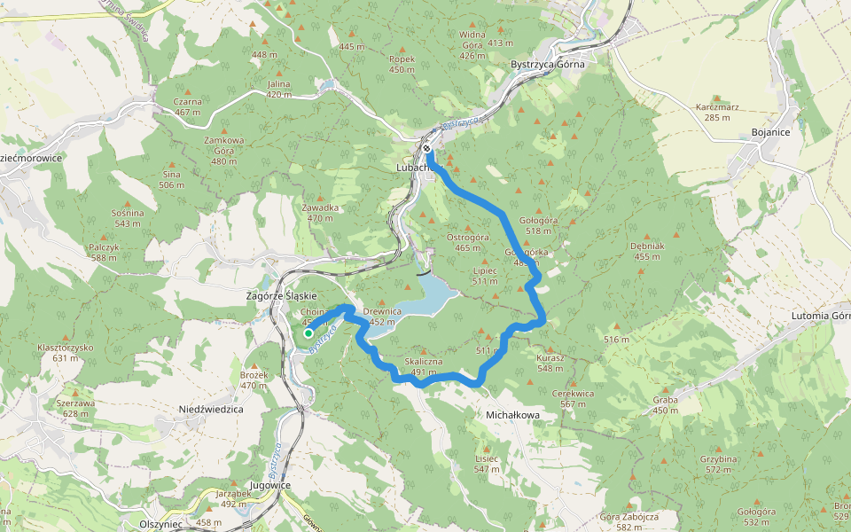Zamek Grodno - Lubachów walking route map in Zagórze Śląskie