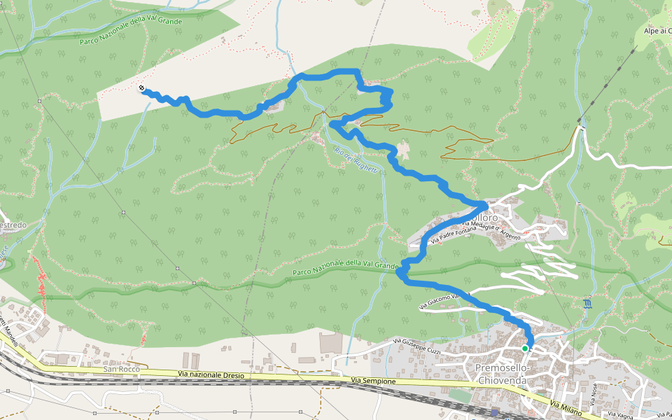 A36 - Premosello - bivio A34 Alpe Pianoni walking route map in Premosello-chiovenda