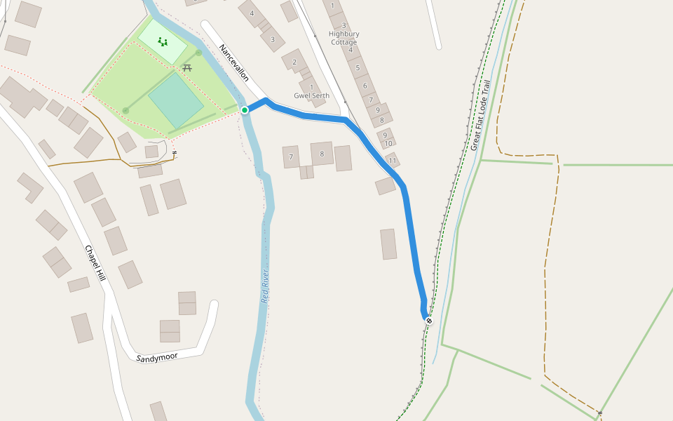 Carn Brea FP 13 walking route map in Higher Brea