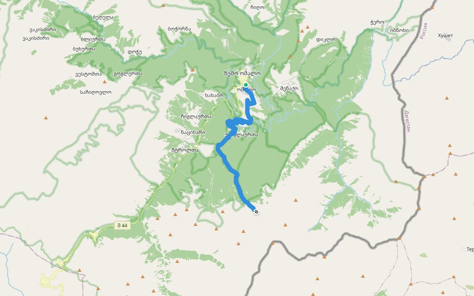 Hike to the Oreti Lake walking route map in Atskuri