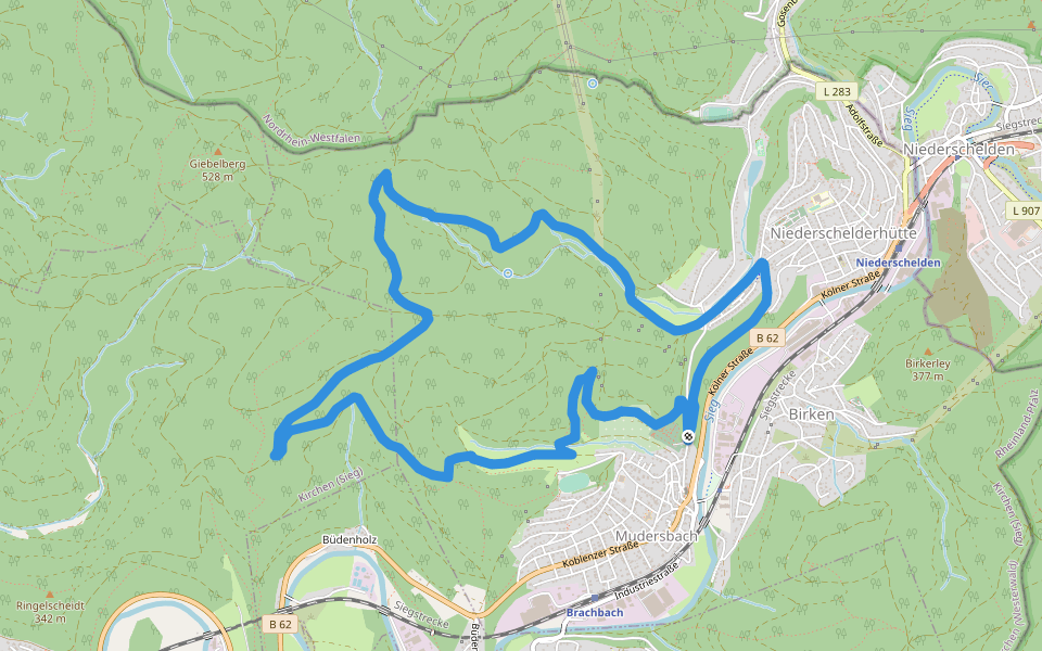 Erzquellweg walking route map in Mudersbach