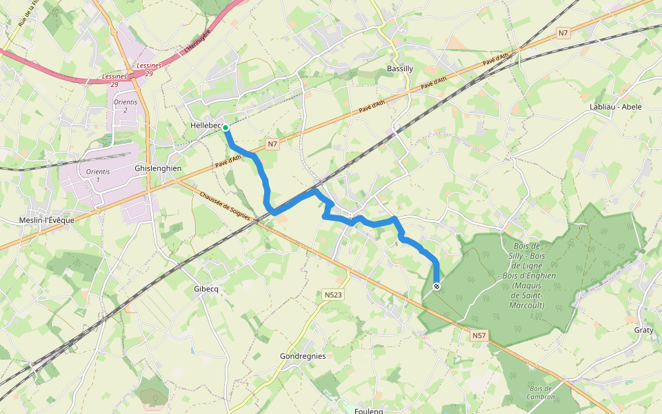 GRP 123 - Variante de Silly walking route map in Silly