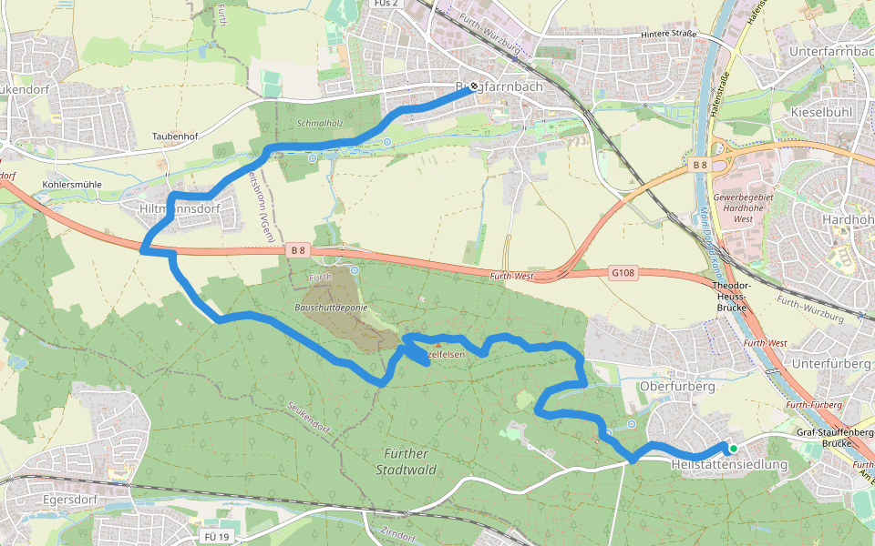 Dr.-Enslin Weg walking route map in Fürth