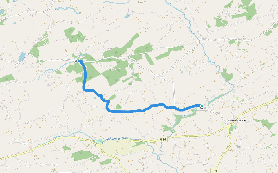 Glanatnaw Walk walking route map in Meenies Lower