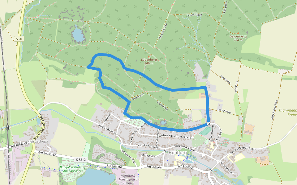 Rundweg Hohburg walking route map in Lossatal