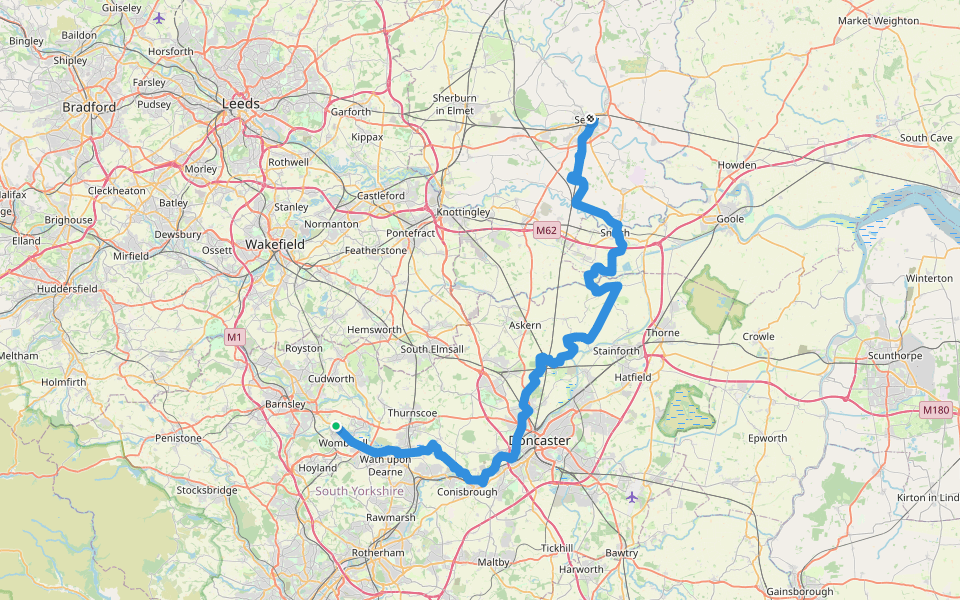 Trans Pennine Trail (Wombwell to Selby) walking route map in Wombwell