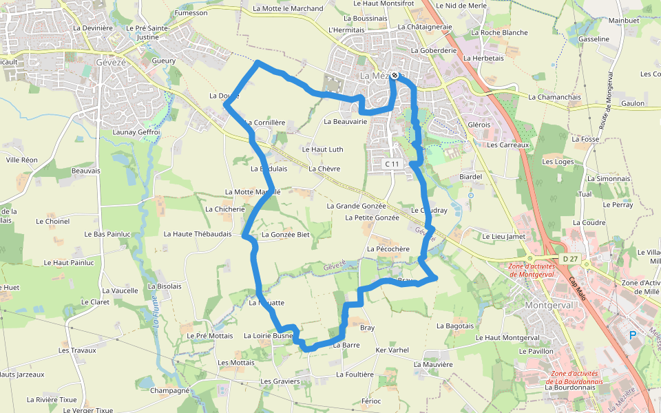Circuit de La Rivière walking route map in La Mézière