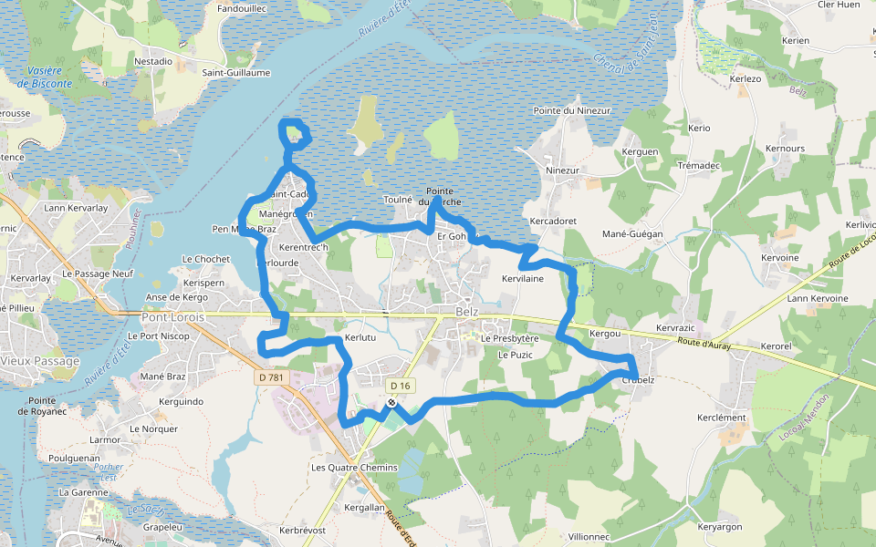 Etre douar ar mor walking route map in Belz