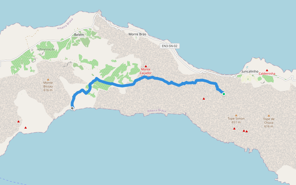 Saniclau Trilhas NHA Caminho walking route map in Cachaco