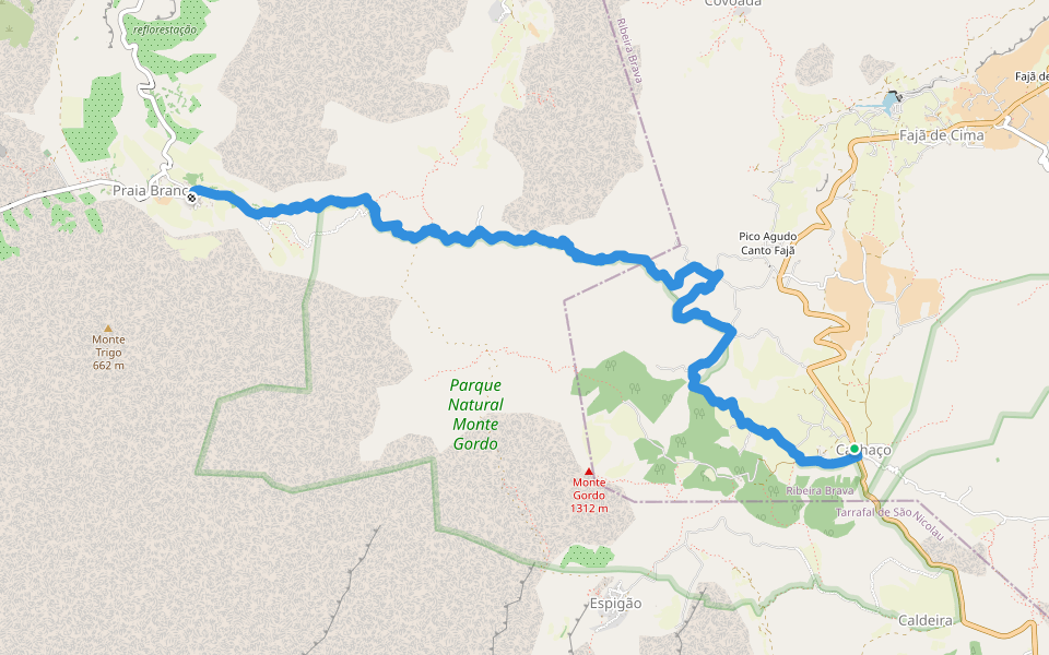 Saniclau Trails Nha Caminhe walking route map in Cachaco