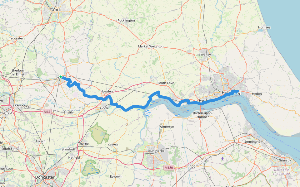 Trans Pennine Trail (Selby to Hull) walking route map in Selby