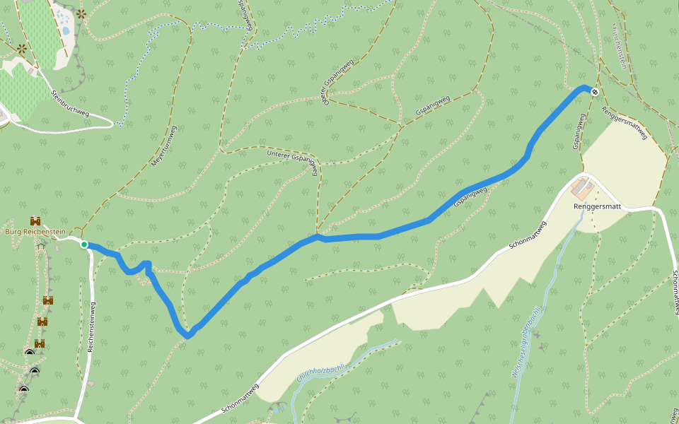 Burg Reichenstein - Gstüd Ränggersmatt walking route map in Arlesheim