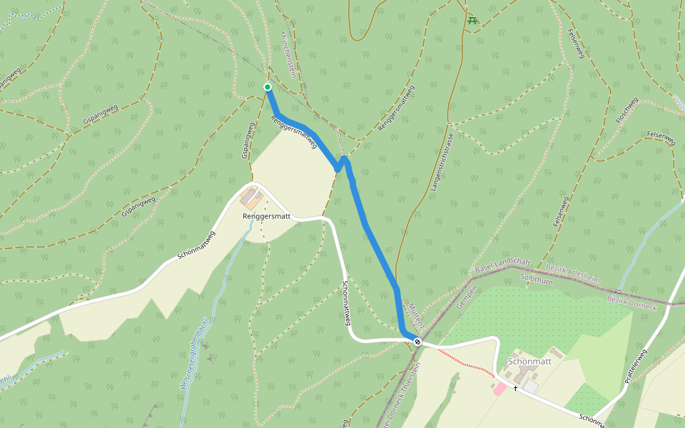 Gstüd Ränggersmatt - Eichmatt walking route map in Arlesheim