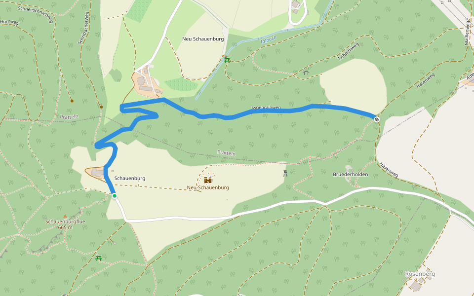 Schauenberg - Stallacher walking route map in Pratteln
