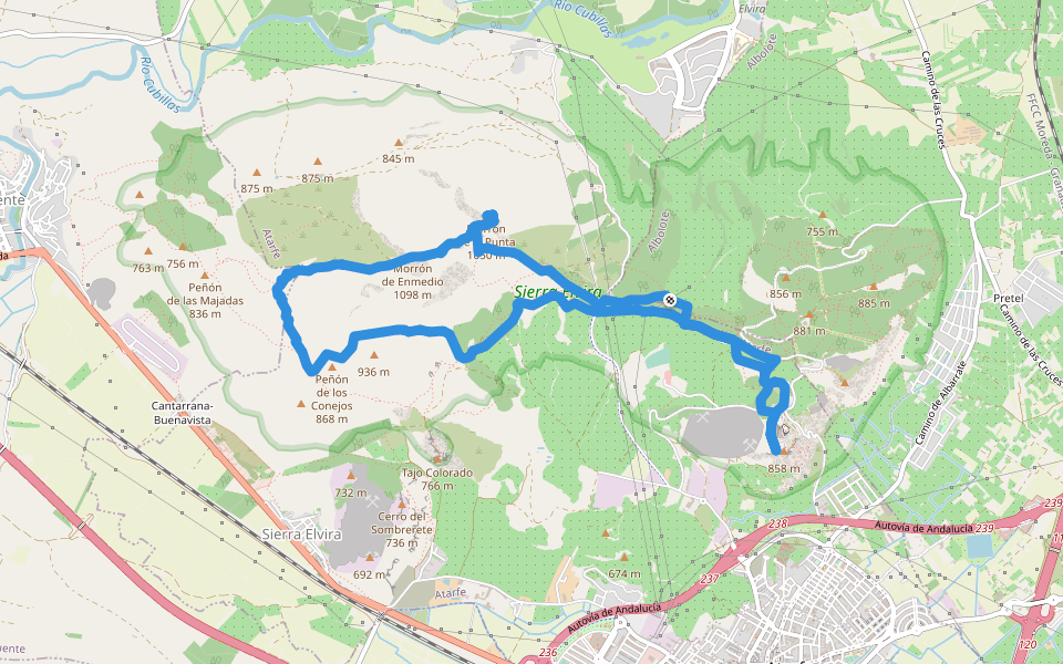 Ruta Integral de Sierra Elvira - Morrón de la punta, de Enmedio y El Piorno walking route map in Albolote