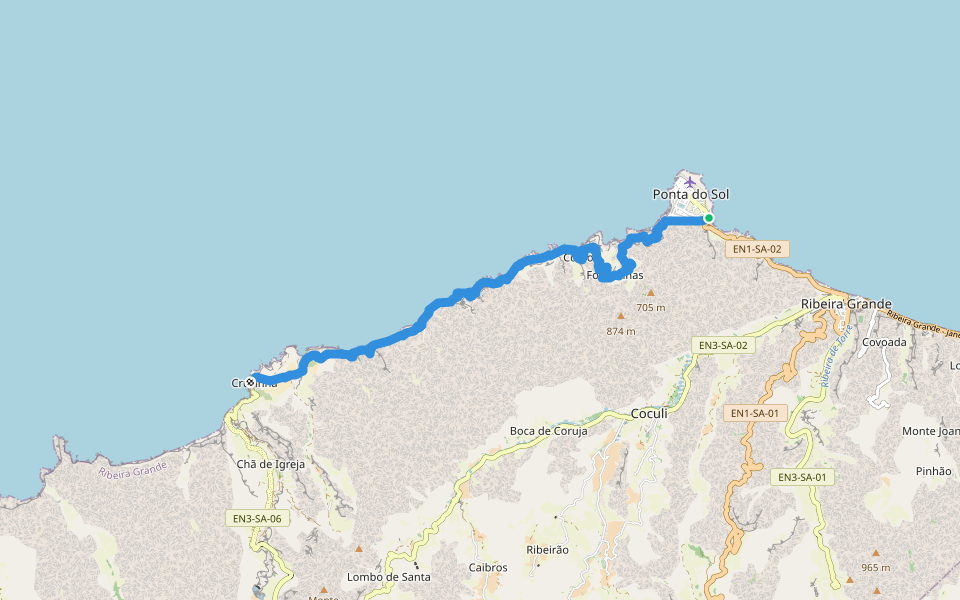 Rota de Ponta do Sol walking route map in Esgamaleiro