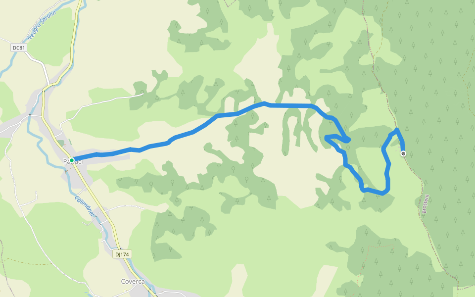 Panaci - Manastirea Piatra Taieturii walking route map in Panaci