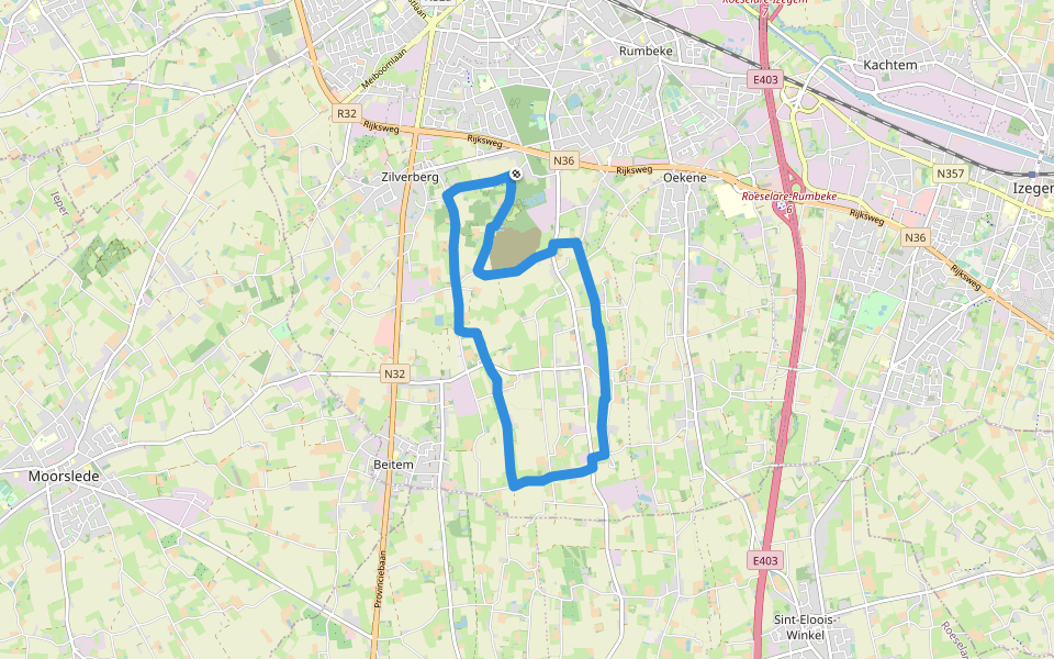 Duizendzinnen wandeling walking route map in Roeselare