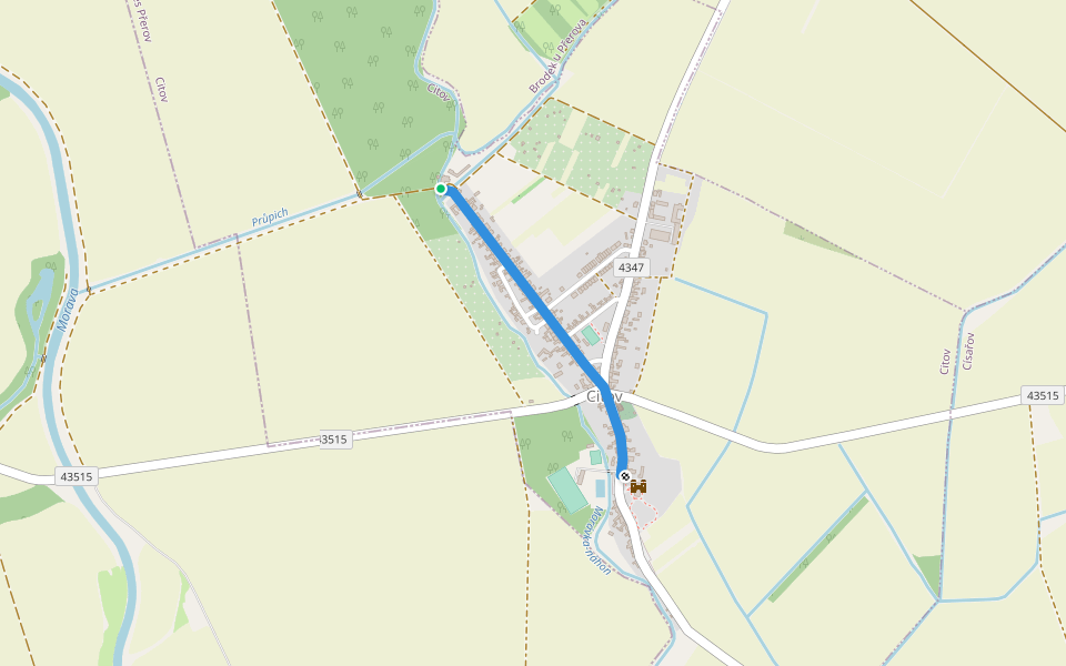 [Ž] Citov - mlýn, Citov - zámek walking route map in Citov