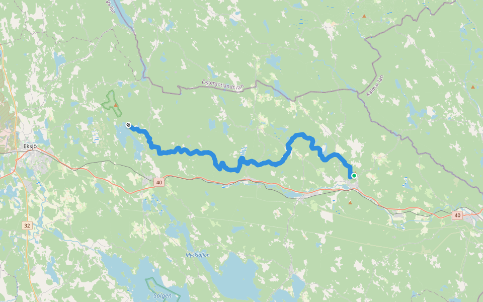 Höglandsleden: Delsträcka 3, Klinten - Ingatorp walking route map in Ingatorp