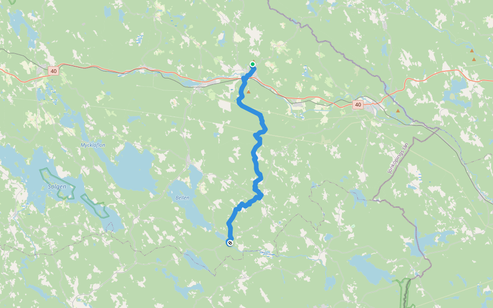 Höglandsleden: Delsträcka 6, Ingatorp - Stora Bjälkerum walking route map in Ingatorp