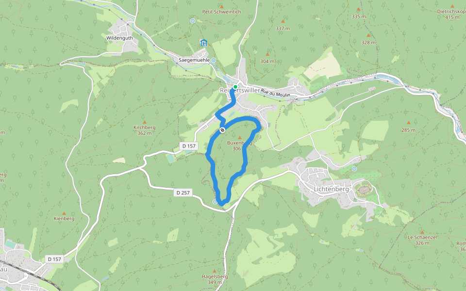 Anneau jaune 3 walking route map in Reipertswiller