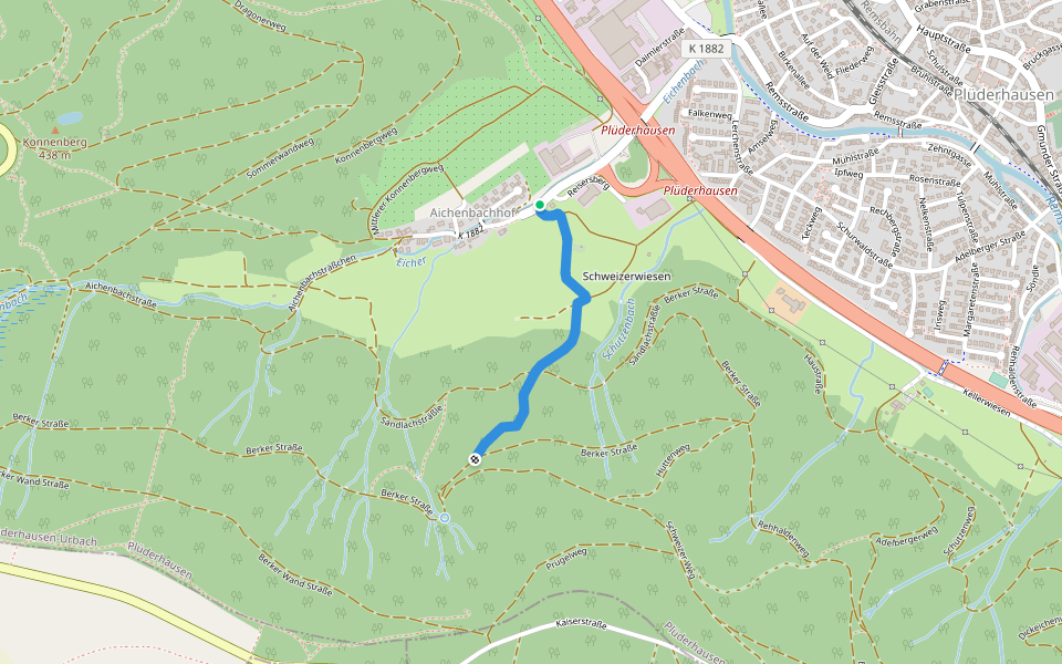 Plüderhausen (Aichenbachstr.) - Oberberken walking route map in Plüderhausen