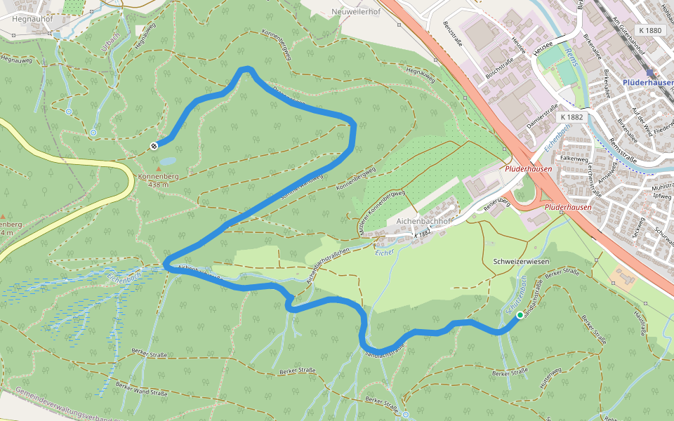 Konnenberg - Rehhaldenhütte walking route map in Plüderhausen