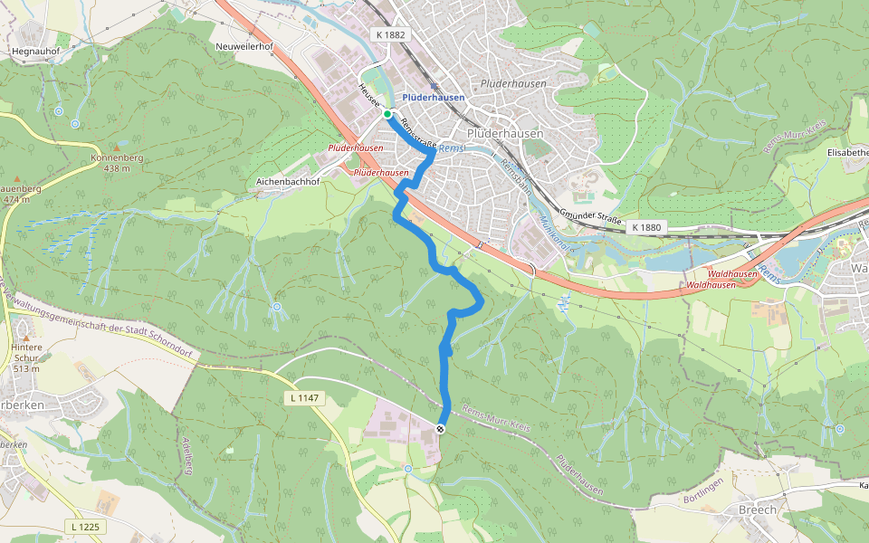 Plüderhausen - Adelberg walking route map in Plüderhausen