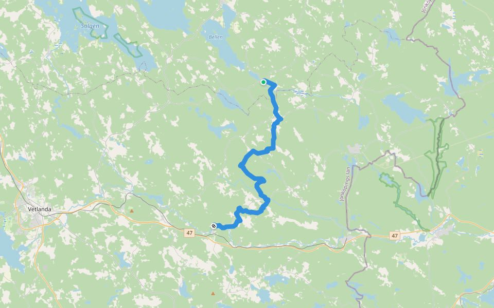 Höglandsleden: Etapp 1 Fågelhult - Ädelfors/Repperda walking route map in Lilla Bjälkerum