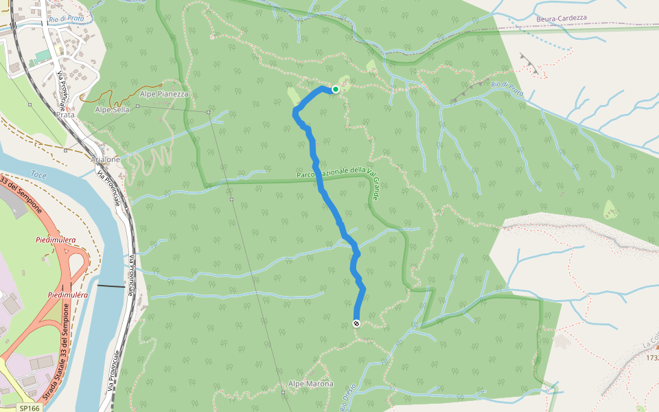 A28a - bivio A32 presso Alpe Ruscà - bivio A28 presso Alpe Prasaino walking route map in Prata